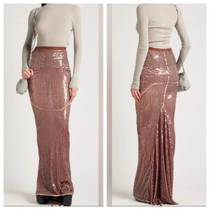 NEW Rick Owens Lilies Sequined Maxi Skirt Blush Pink NWT Size 4 Italian Sz 40